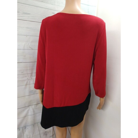 Chicos Travelers Red Black Short 3/4 Sleeve Pullover Top Sz 1 - Picture 5 of 6